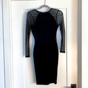 OLIVE TREE Black Mesh Long Sleeve Mini Dress. Size S.